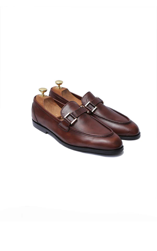 Simple Plain Soft Leather Shoes in Two Tone